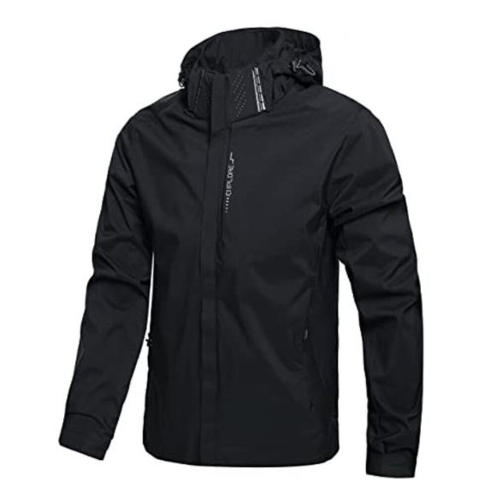 Mens Lightweight Waterproof Rain Jacket Hooded Windbreaker Hiking Outdoor Coat